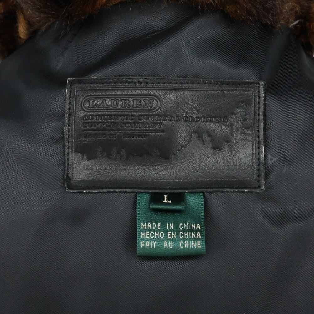 LRL Ralph Lauren Coat Womens Large Black Faux Fur Collar Zip Snaps Lined Jacket - Picture 4 of 16